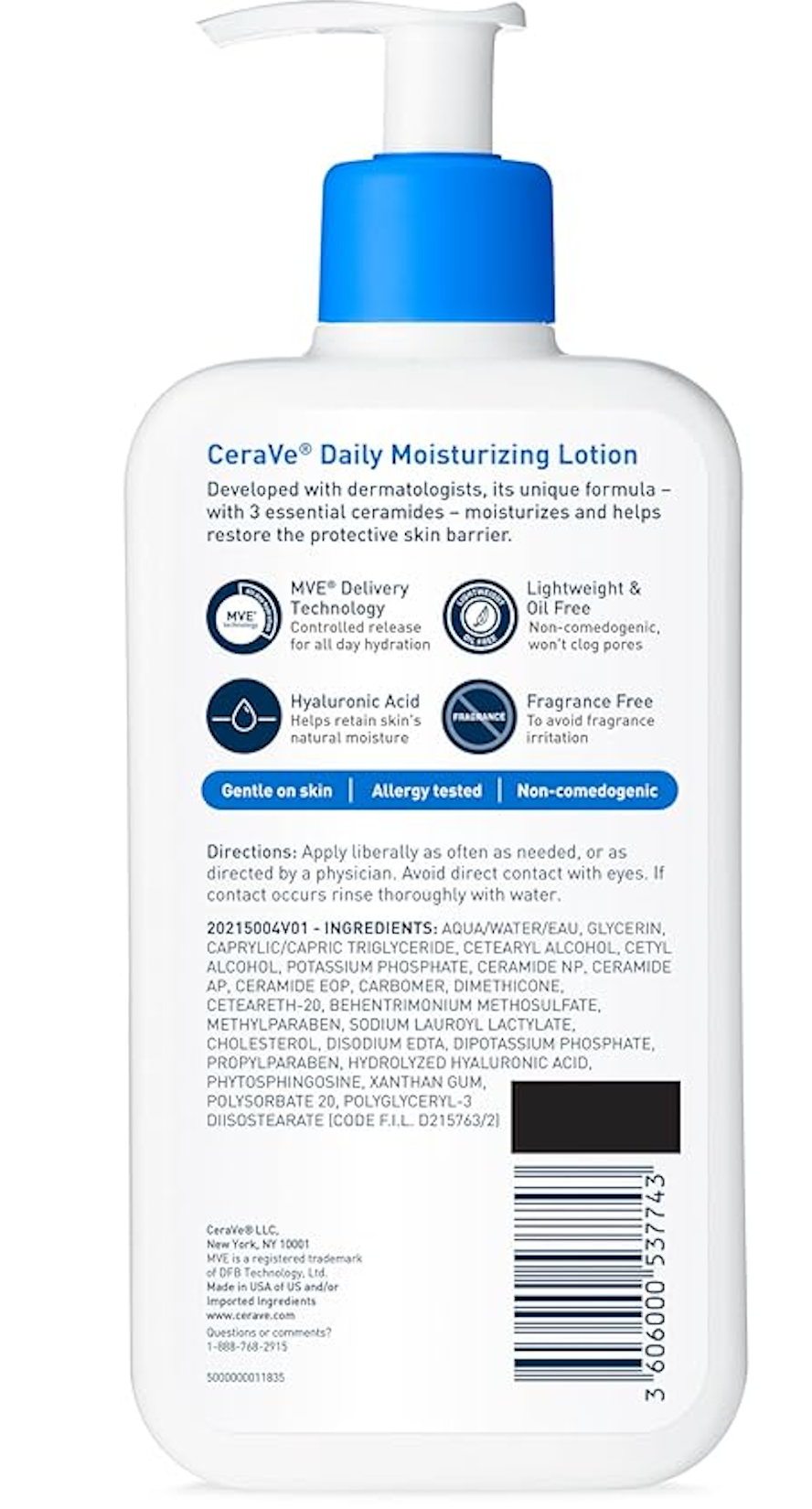 CeraVe Daily Moisturizing Lotion - Lightweight Hydration for All Skin Types, 12 oz